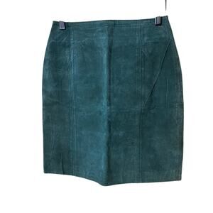 Savannah Vintage Green Suede Leather Skirt 4 petite mini skirt Viridian